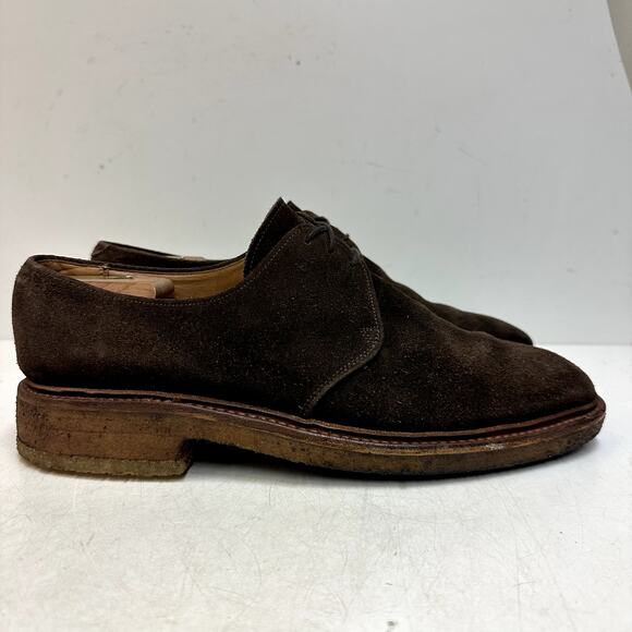 VGUC Crockett & Jones Brown Suede Plain Toe Derby Bench Made in England 10.5 D main image 5